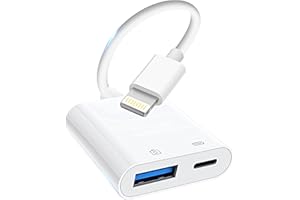 Denlane Lightning to USB Camera Adapter, [Apple MFi Certified] USB 3.0 Female to iPhone iPad Adapter with Charging Port, Plug and Play OTG Converter Cable Support Card Reader Flash Drives Keyboard