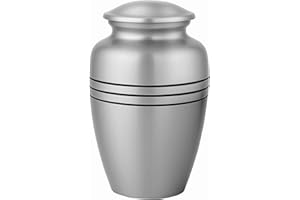 Urns for Human Ashes Adult Female and Male 200+ Cubic Inches, Decorative Burial Urn, Funeral Cremation Urns for Women and Men, Handcrafted Urn for Ashes Adult, 11" Silver - CLEENTABLE