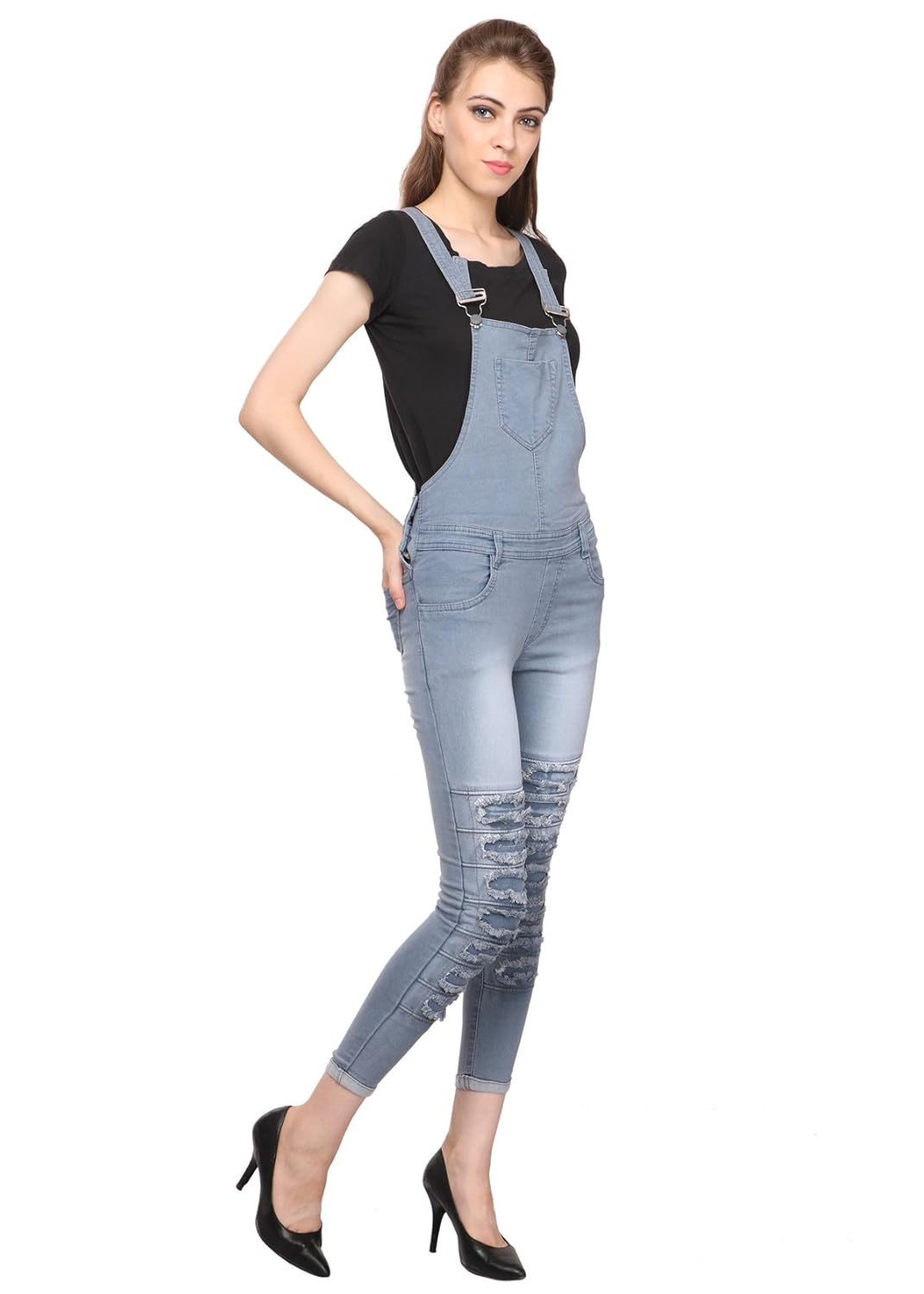 manash fashion women denim dungaree grey