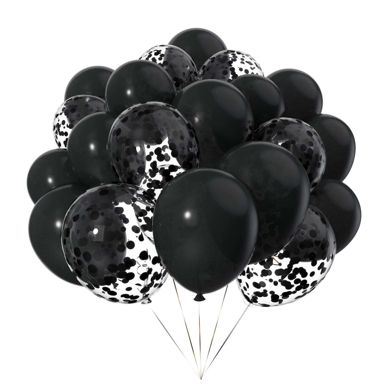 50pcs 12 inch Black Confetti Balloons Helium Latex Balloons for Parties Decoration