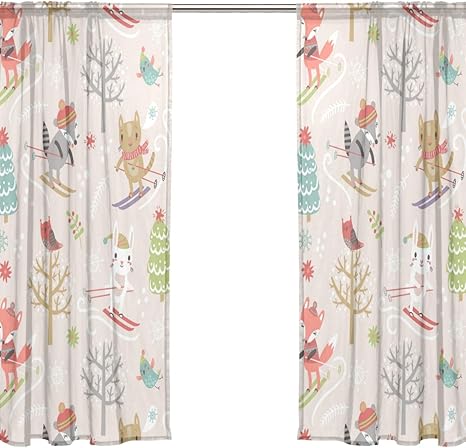 Amazon Vawa カーテンレース クリスマス 断熱 おしゃれ 遮光 レース カーテン ミラーレースカーテン Uvカット 遮像 薄い 雪だるま柄 水玉柄 雪花柄 兎柄 アニマル 動物柄幅140 丈0cm 2枚組 レースカーテン オンライン通販