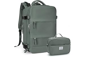 COOWOZ Large Travel Backpack For Women Men, Carry On Backpack,Hiking Backpack Waterproof Outdoor Sports Rucksack Casual Daypack Fit 15.6 Inch Laptop with USB Charging Port Shoes Compartment(Olive Green Set)