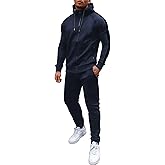 COOFANDY Tracksuit Mens with Zipper Pockets Full Zip Hoodie Sweatsuit 2 Pieces Running Jogging Sports Casual Sweat Suits