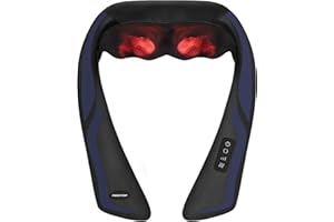TRIDUCNA Neck Back Massager with Heat, Shiatsu Electric Deep Tissue with 3D Kneading Massage, 3 Intensity Levels, Muscle Pain