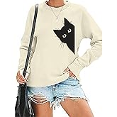 Lytiarul Cat Sweatshirts for Women Graphic Print Sweatshirt Funny Long Sleeve Shirt Cute Pullover Lightweight Hoodie Tops