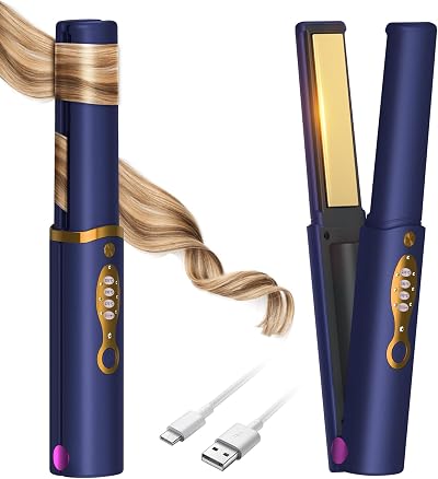 OBEST Cordless Hair Straightener 2 in 1 Travel Flat Iron 210C 3 Levels