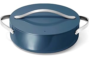 Caraway Rondeau - 6 Qt Non-Stick Pan with Lid - Free From Forever Chemicals - Perfect for Searing, Braising, & Roasting - Navy