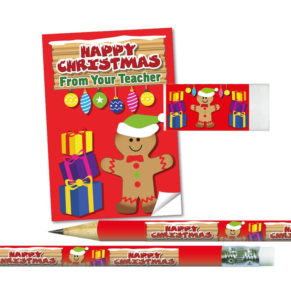 SuperStickers Happy Christmas From Your Teacher - Gingerbread Man 36 piece Stationery Set