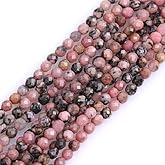 GEM-Inside 3mm Natural Stone Black Rhodonite Faceted Round Spacer Beads for Jewelry Making Strand 15 inch