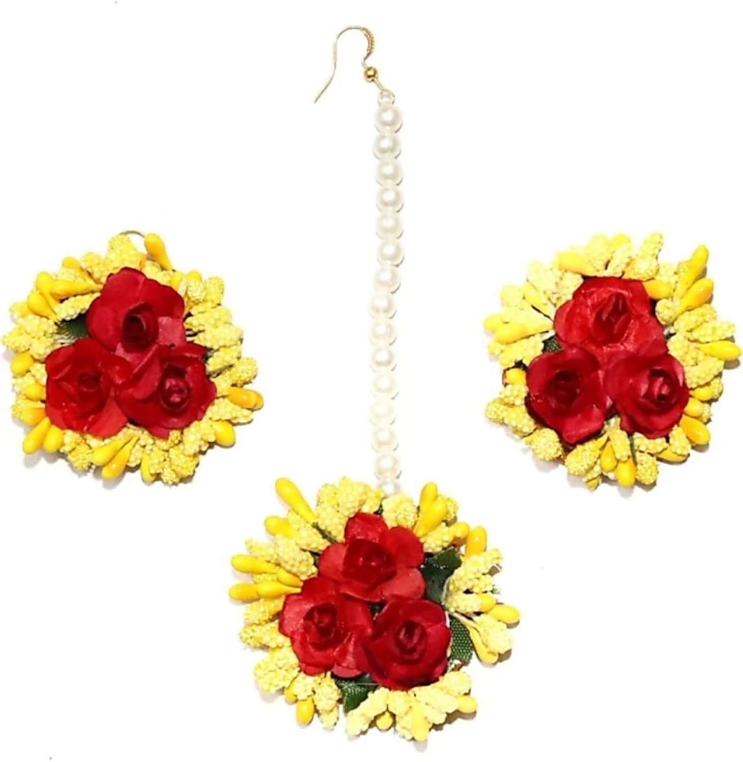 Buy Sarthak Royal Flower Earrings with Maang Tikka