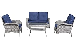 HUMMUH 4-Piece Patio Furniture Wicker Outdoor