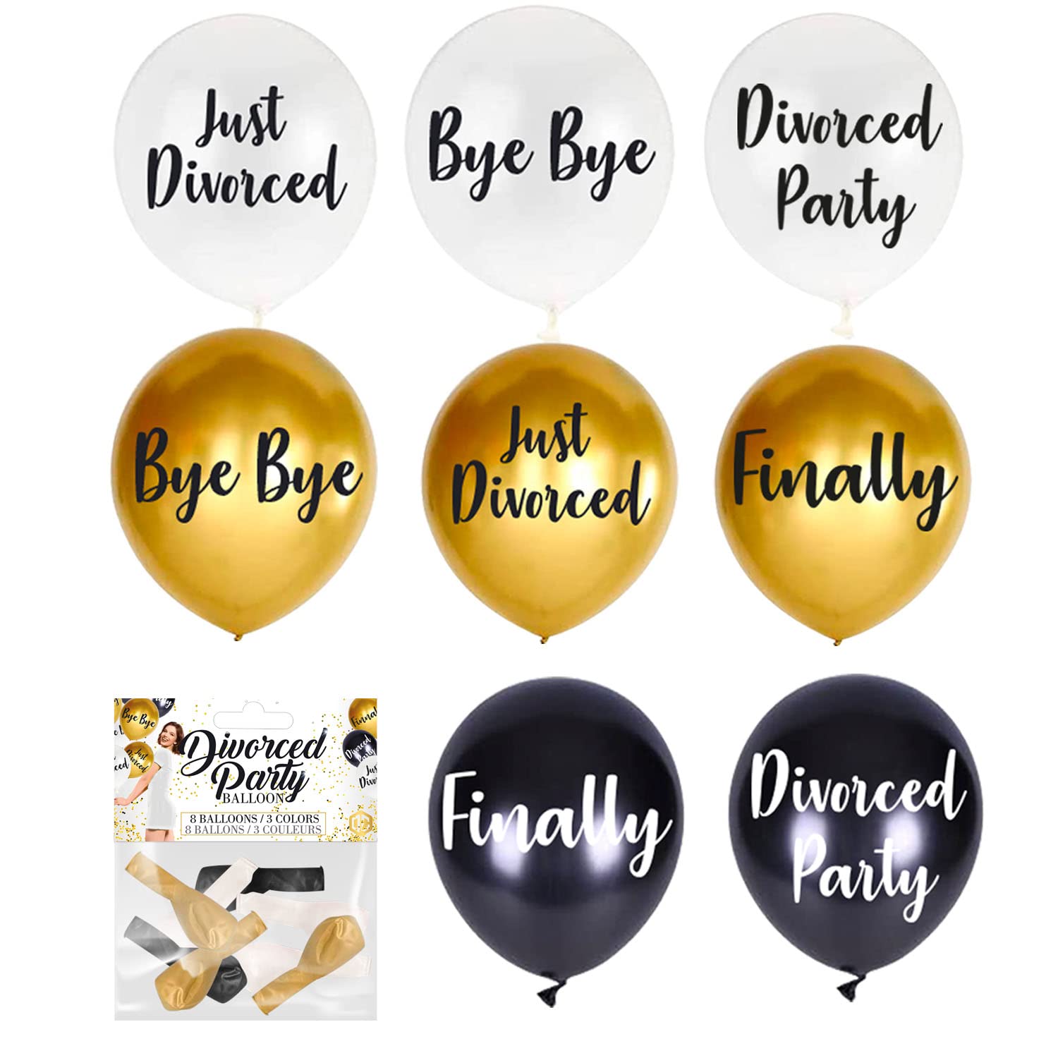 8 printed balloons for Divorce Party - decoration for divorce parties - theme party for newly divorced - 100% fun gift idea for women and men | Original Cup®