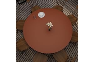 Zinkooat Leather Round Table Protector, 1.8mm Thick, Dia. 48 Inch Table Cover (Brown+Gray)