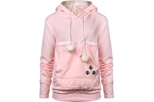 jessie Womens Pouch Hoodie Big Kangaroo Little Pet Dog Cat Carrier Sweatshirts (Pink,L)