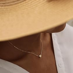 WFYOU Gold Heart Necklace for Women Dainty Tiny 14k