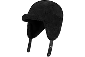 Clakllie Women's Bomber Hat Snow Trapper Trooper Hat with Ear Flap for Skiing Russian Ushanka Hat Warm Winter Hat