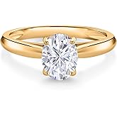 Gem Stone King 10K Yellow Gold Gemstone Birthstone Solitaire Engagement Ring | Oval 8X6MM | Wedding Anniversary Promise Gold Ring For Women | Sizes 5, 6, 7, 8, 9