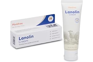 MOMFREE Natural Lanolin Nipple Cream: Soothing Nipples Cream Single Ingredient | Soothes Cracked & Sore Nipples | No Need to Remove Safe for Baby & Mom - 50g/1.76oz