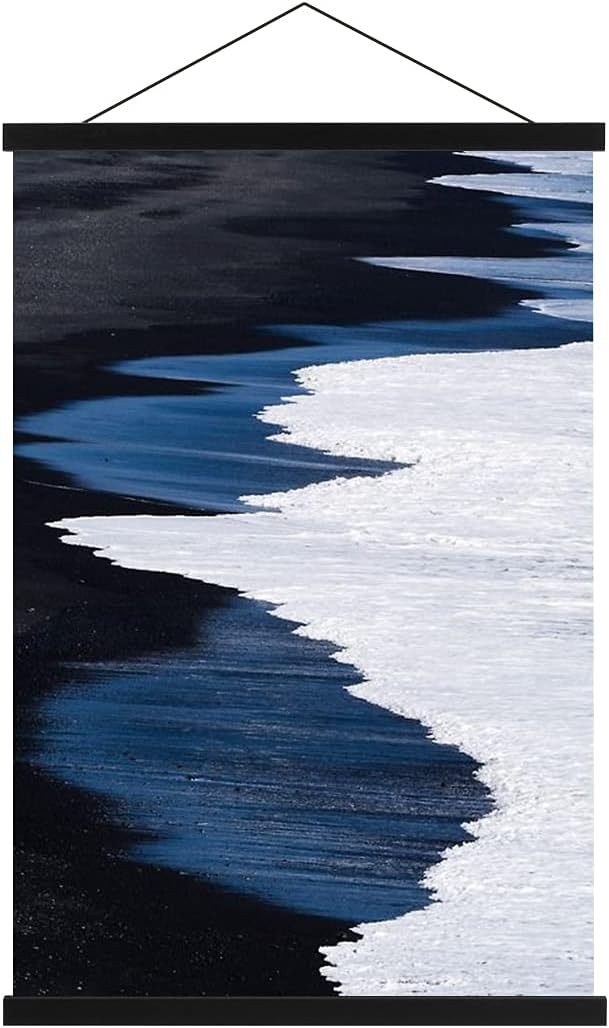 Wall Décor - Ywlake Magnetic Poster Hanger, 24x36 24x18 24x32 Poster Frame Wood Wooden Magnet Print Posters Dowel Scroll Hanger Hangers Hanging Kit for Walls Map Canvas Artwork (Black, 24