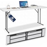 GlowitLian Folding Table 5FT Narrow Portable Plastic Heavy Duty Table HDPE Tabletop Rectangle Seminar Table with Carrying Handle Indoor Outdoor for Training, Buffet,Home Office, Camping, Party