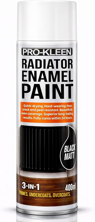 Pro-Kleen Radiator Enamel Paint Black Matt 400ml Heat Resistant 100C