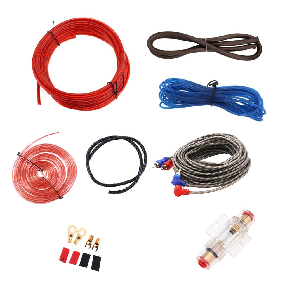 Mintice Car Amplifier Wiring Kit Audio Subwoofer AMP RCA Power Cable AGU FUSE 8 Gauge GA AWG Wire Install Connector Holder Automotive Van
