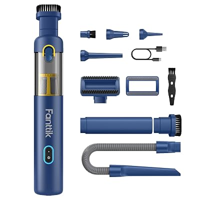 Fanttik Slim V8 APEX Car Vacuum, 4-in-1 Portable Mini Cordless Vacuum with 19000pa Suction Power, Type-C Charge, 2 Suction Modes, Handheld Vacuum for Small Jobs, Car, Office Desk, Keyboards (Blue)