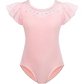 Zaclotre Girls Ruffle Sleeve Ballet Leotards Toddler Mesh Dance Leotard Sparkly Gymnastics Outfits