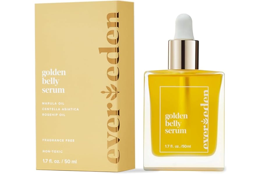 Evereden Golden Belly Serum, 1.7 fl oz. | Clean & Vegan Women’s Belly Oil for Pregnancy and Postpartum | Clean Maternity Skincare | Non-Toxic Stretch Mark Oil