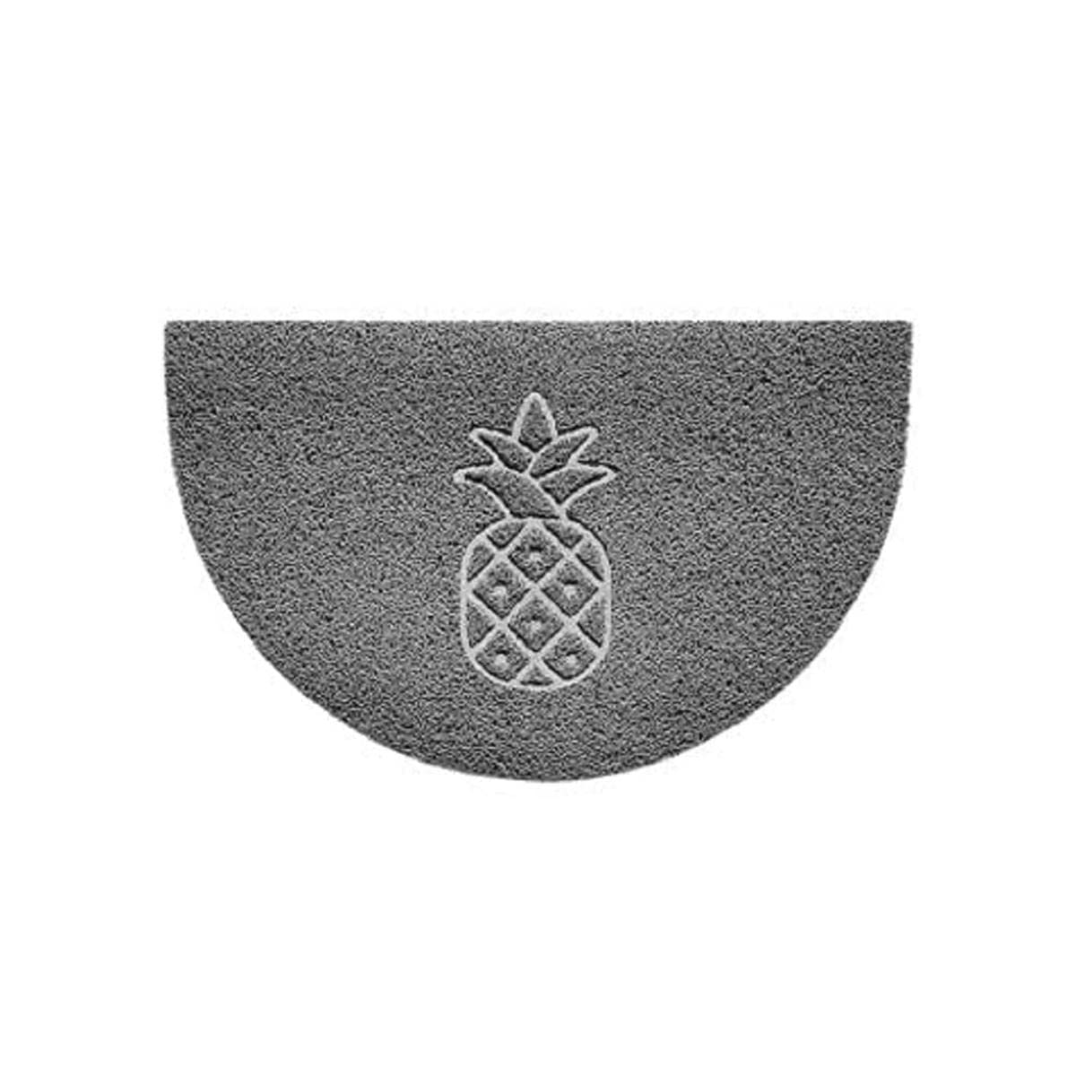 Nicoman Embossed Halfmoon Half Circle Door Mat Dirt-Trapper Jet-Washable Doormat 70x44cm (Grey, PINEAPPLE Shape) - Use Outdoor ONLY