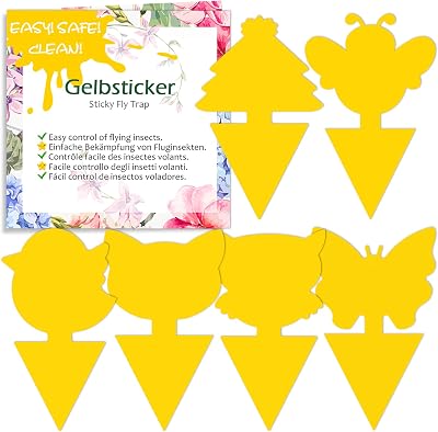 Blooven 60 PCS Yellow Fruit Fly Traps Fungus Gnat Sticky Catcher Indoor