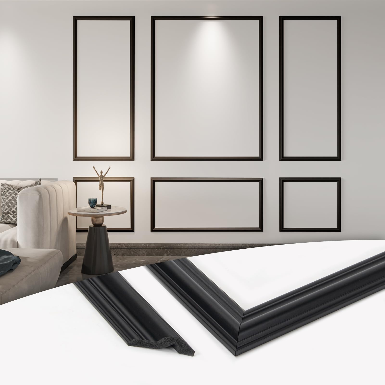Art3d Pre-Cut Wall Molding Set of 6 pcs, Ready-to-Assemble Wainscoting ...