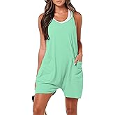 KamdFoen Rompers for Women Summer Casual Sleeveless Spaghetti Strap Shorts Overalls Jumpsuit with Pockets