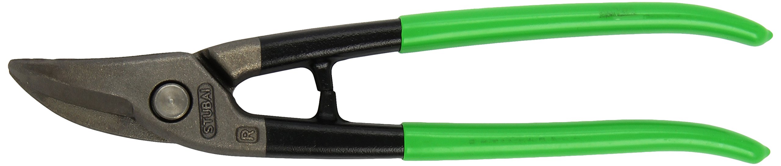 Stubai 267703GR Right Curved Tin Snips with PVC Coated Handles, Green/Silver, 250 mm