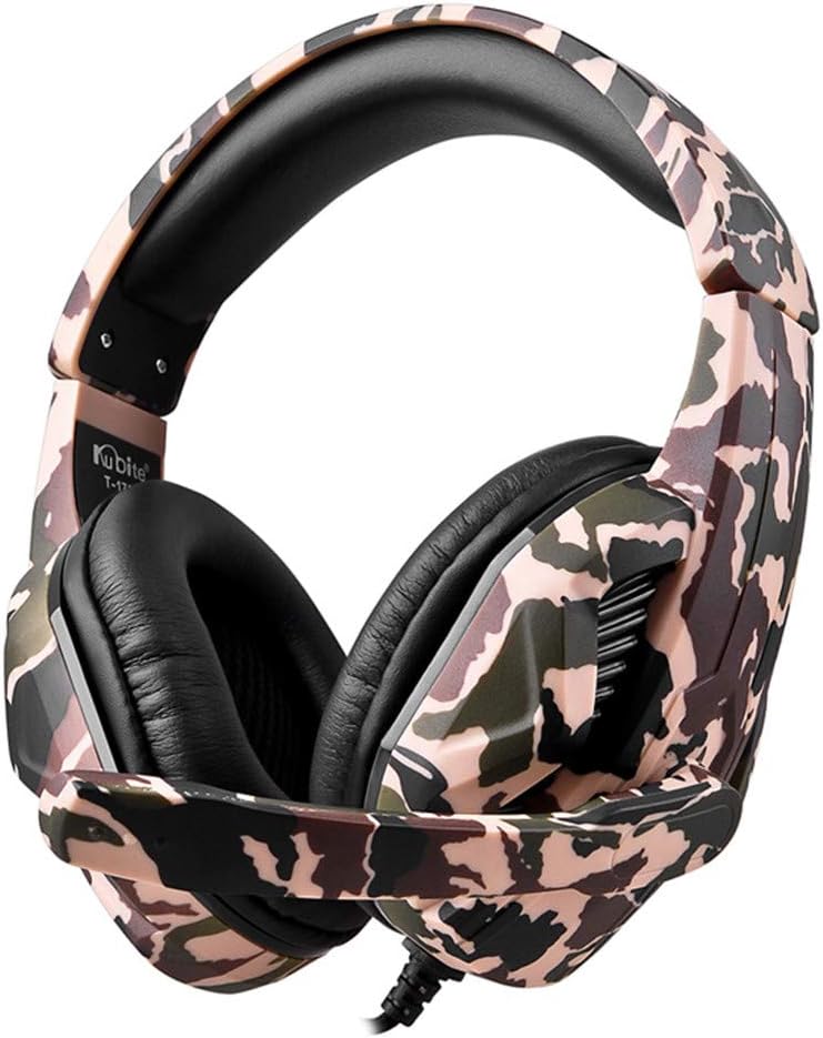Dacorda USB 3.5mm Surround Stereo Gaming Headset, Camouflage Large Gaming Headset, Headband Headphone with Mic for PC, Surround Sound Multi-Function Headphones (Yellow)