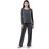 Fruit of the Loom womens Long Sleeve Tee and Pant 2 Piece Sleep Set
