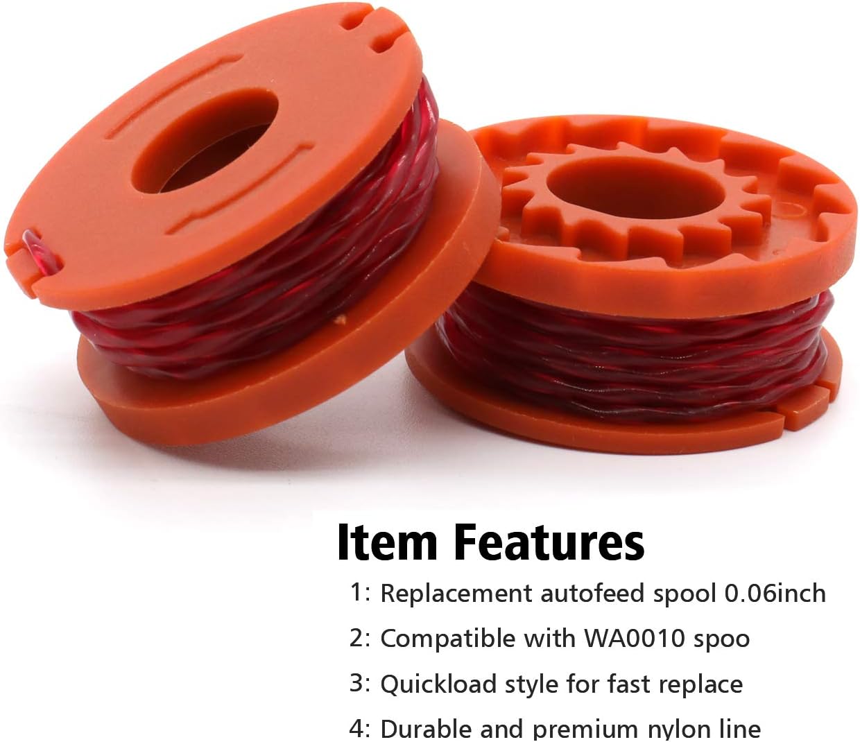 TIOIT Wa0010 Replacement Trimmer Spool line for Worx WG154 WG163 WG180 WG175 WG155 String Trimmer Weed Eater, Weed Wacker Spool Replacement Parts 10ft 0.065 ”Trimmer Line Refills (9 Spool 1 Cap) : Garden & Outdoor