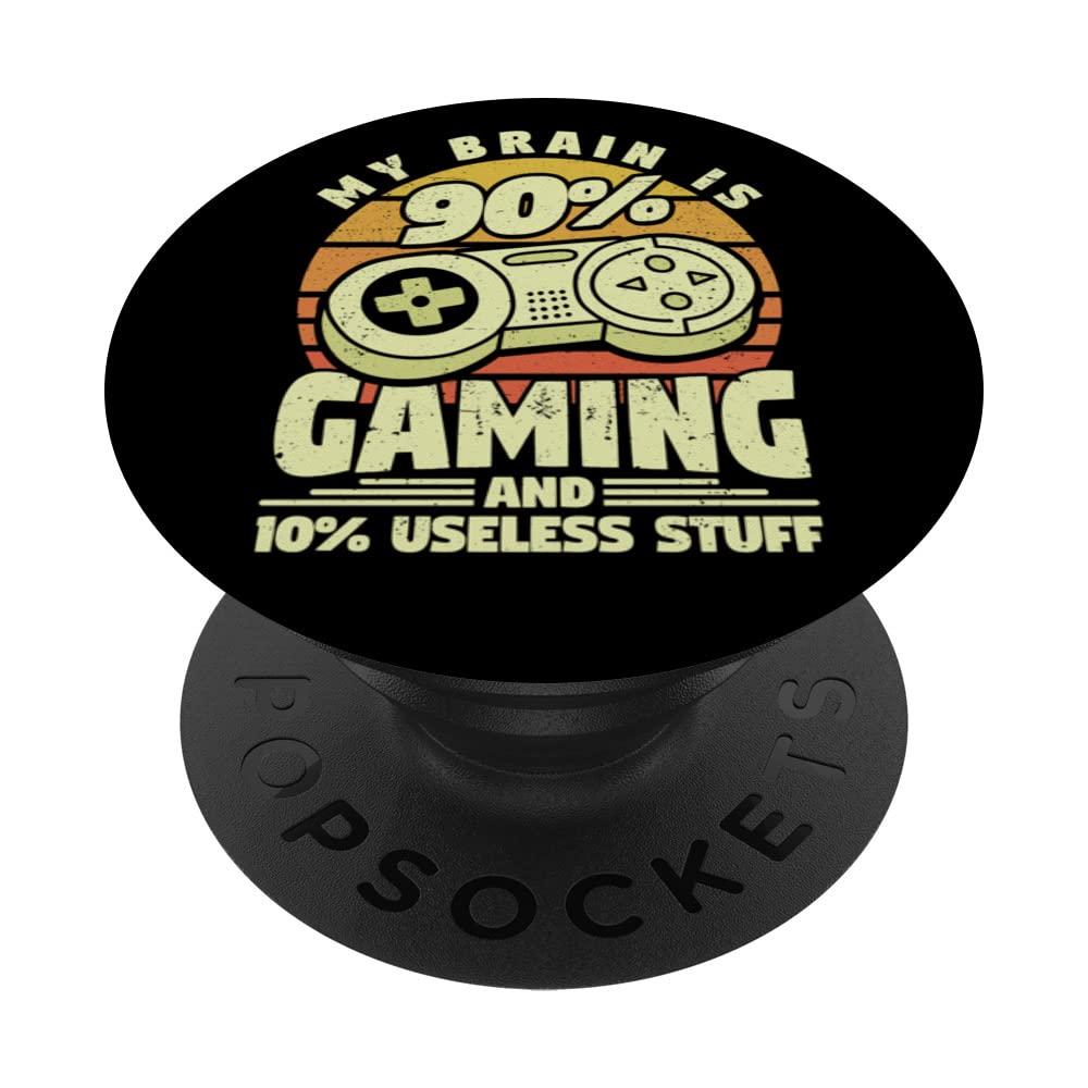 My Brain is 90% Gaming 10% Useless stuff Fun Gamer Teen Boy PopSockets Swappable PopGrip
