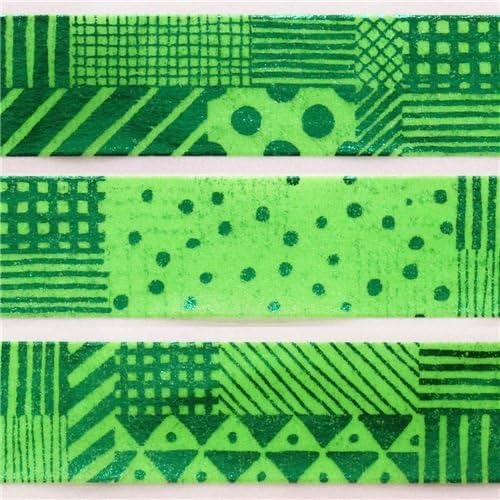 Green Masking Tape from Japan with Shiny Stripes, dots & Patterns