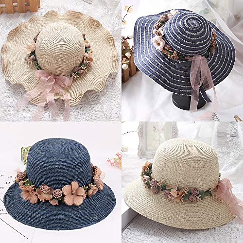 Flower Crown Headband Wristbands Rose Wreath Garland Hair Bands Wrist Bands Floral Wedding Bridal Hair Hoop Bracelet Women Leaf Ribbon Adjustable Handmade Rattan Vine Hair Accessories 3 Pack Pink