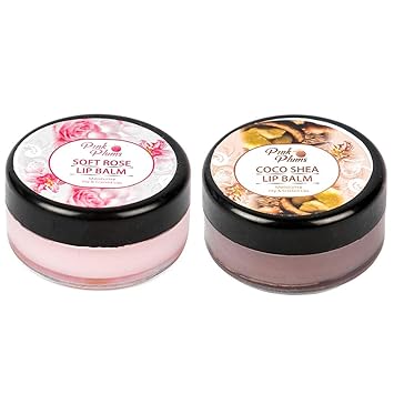 Pink plums Combo Soft rose and Coco shea Lip Balm for Moisturise Dry & Cracked Lips (Pack-2), Each 10g