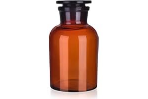 Kestun Lab Borosilicate Glass Reagent Bottle,Wide Mouth Glass Storage Bottle with Ground Stopper (Amber, 1000ML)