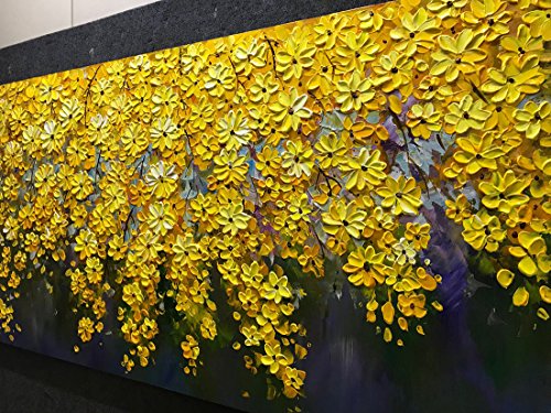 V-inspire Art, 24X48 Inch Oil Paintings on Canvas Brilliant Flowers Art 100% Hand-Painted Abstract Artwork Floral Wall Art For livingroom Bedroom Dinning Room Decorative Pictures Home Decor