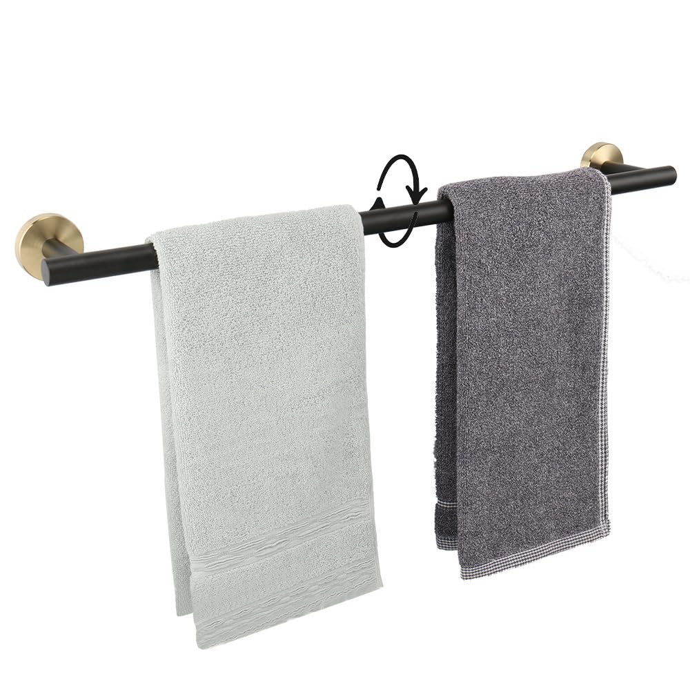 TocTen Bath Towel Bar - Thicken SUS304 Stainless Steel Bathroom Towel Holder, Towel Rod for Bathroom Heavy Duty Wall Mounted Towel Rack Hanger (24IN, Black Gold)