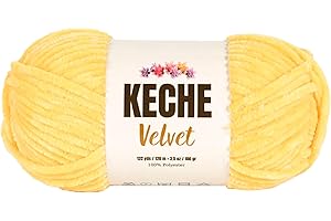 Keche Velvet Yarn for Crocheting, Soft Chenille Bulky Baby Blanket Amigurumi Yarn 100 gr (132 yds) (Dark Yellow, 1 Skein)