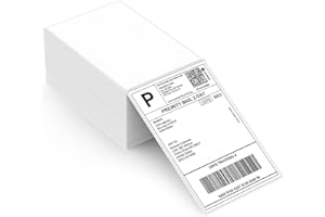 ASprink 4"x 6" Fanfold Thermal Labels - ASprink Thermal Shipping Labels Self Adhesive - White Mailing Labels for Thermal Label Printers (Fanfold Style & 100 Labels)