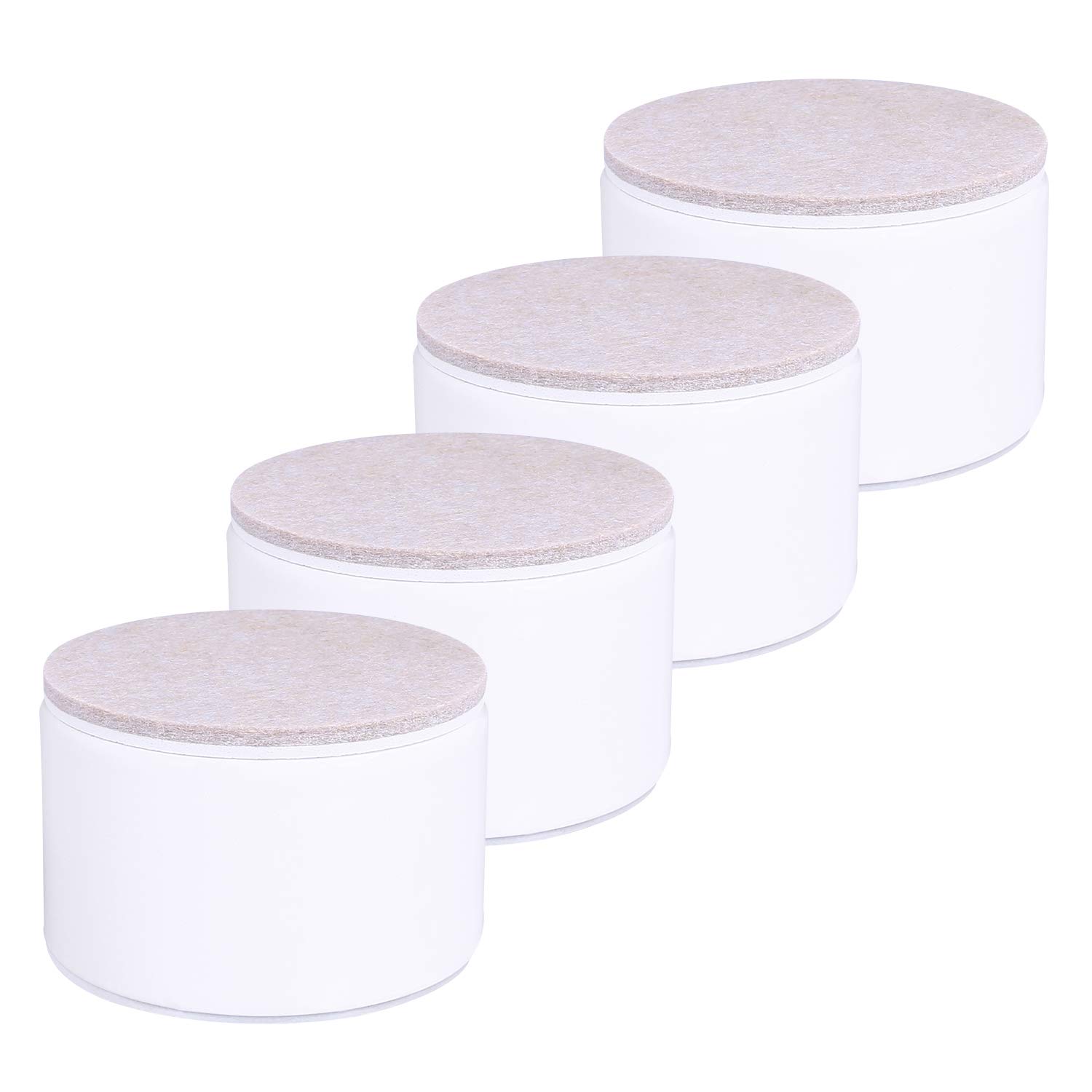 Ezprotekt 2" Lift Furniture Risers Carbon Steel Bed Risers, 3.15" Self-Adhesive Heavy Duty Furniture Raisers Adds 2" Height to Beds Sofas Cabinets Supports 20,000 lbs, Round White