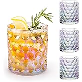ACASSA, Iridescent Drinking Glasses, Bubble Design Hobnail Drinking Glasses, Thick Wall Drinking Glasses, Heavy Base Drinking Glosses, Cocktail glassware, Bourbon, Whiskey, Gin and Tonic Glassware