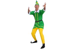 AudMsier The Elf Costume for Men,Christmas Elf Costume Women,Christmas Mens Buddy the Elf Costume Cosplay Full Set for Adult