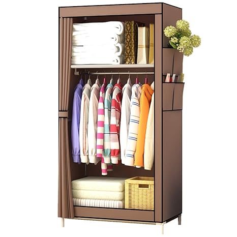 Udear Canvas Wardrobe Portable Free Standing Small Clothes Storage